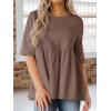 imageCicy Bell Women Summer Babydoll Tops Oversized Short Sleeve Peplum Tunic T Shirt Casual Loose Fit BlouseBrown
