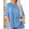imageCicy Bell Women Summer Babydoll Tops Oversized Short Sleeve Peplum Tunic T Shirt Casual Loose Fit BlouseLight Blue
