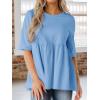 imageCicy Bell Women Summer Babydoll Tops Oversized Short Sleeve Peplum Tunic T Shirt Casual Loose Fit BlouseLight Blue