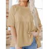 imageCicy Bell Women Summer Babydoll Tops Oversized Short Sleeve Peplum Tunic T Shirt Casual Loose Fit BlouseLight Khaki