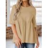imageCicy Bell Women Summer Babydoll Tops Oversized Short Sleeve Peplum Tunic T Shirt Casual Loose Fit BlouseLight Khaki