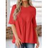 imageCicy Bell Women Summer Babydoll Tops Oversized Short Sleeve Peplum Tunic T Shirt Casual Loose Fit BlouseRed