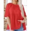 imageCicy Bell Women Summer Babydoll Tops Oversized Short Sleeve Peplum Tunic T Shirt Casual Loose Fit BlouseRed