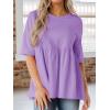 imageCicy Bell Women Summer Babydoll Tops Oversized Short Sleeve Peplum Tunic T Shirt Casual Loose Fit BlouseViolet