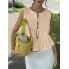 imageCicy Bell Womens Bow Front Tie Tank Tops Pleated Babydoll Top Sleeveless Cute Coquette Shirt Summer OutfitsBeige