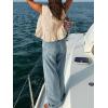 imageCicy Bell Womens Bow Front Tie Tank Tops Pleated Babydoll Top Sleeveless Cute Coquette Shirt Summer OutfitsBeige