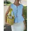 imageCicy Bell Womens Bow Front Tie Tank Tops Pleated Babydoll Top Sleeveless Cute Coquette Shirt Summer OutfitsLight Blue
