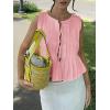 imageCicy Bell Womens Bow Front Tie Tank Tops Pleated Babydoll Top Sleeveless Cute Coquette Shirt Summer OutfitsLight Pink