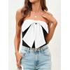 imageCicy Bell Womens Bow Strapless Tube Tops Cropped Summer Cute Fitted Y2K Going Out Bandeau Tank Tops Backless Corset ShirtsBlackwhite
