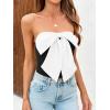 imageCicy Bell Womens Bow Strapless Tube Tops Cropped Summer Cute Fitted Y2K Going Out Bandeau Tank Tops Backless Corset ShirtsBlackwhite