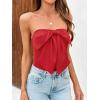 imageCicy Bell Womens Bow Strapless Tube Tops Cropped Summer Cute Fitted Y2K Going Out Bandeau Tank Tops Backless Corset ShirtsRed