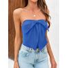 imageCicy Bell Womens Bow Strapless Tube Tops Cropped Summer Cute Fitted Y2K Going Out Bandeau Tank Tops Backless Corset ShirtsRoyal Blue