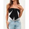 imageCicy Bell Womens Bow Strapless Tube Tops Cropped Summer Cute Fitted Y2K Going Out Bandeau Tank Tops Backless Corset ShirtsWhiteblack