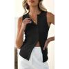 imageCicy Bell Womens Button Down Tank Tops Summer Sleeveless Vest Tops Trendy Ribbed Fitted Going Out ShirtsBlack