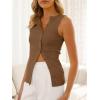imageCicy Bell Womens Button Down Tank Tops Summer Sleeveless Vest Tops Trendy Ribbed Fitted Going Out ShirtsCoffee