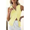 imageCicy Bell Womens Button Down Tank Tops Summer Sleeveless Vest Tops Trendy Ribbed Fitted Going Out ShirtsLight Yellow