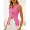 imageCicy Bell Womens Button Down Tank Tops Summer Sleeveless Vest Tops Trendy Ribbed Fitted Going Out ShirtsPink
