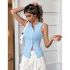 imageCicy Bell Womens Button Down Tank Tops Summer Sleeveless Vest Tops Trendy Ribbed Fitted Going Out ShirtsSky Blue