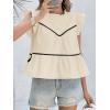 imageCicy Bell Womens Ruffle Babydoll Tank Tops Summer Cotton Peplum Mock Neck Blouses Trendy Casual Pleated Bow ShirtsApricot