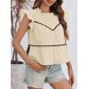 imageCicy Bell Womens Ruffle Babydoll Tank Tops Summer Cotton Peplum Mock Neck Blouses Trendy Casual Pleated Bow ShirtsApricot