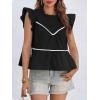 imageCicy Bell Womens Ruffle Babydoll Tank Tops Summer Cotton Peplum Mock Neck Blouses Trendy Casual Pleated Bow ShirtsBlack