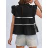 imageCicy Bell Womens Ruffle Babydoll Tank Tops Summer Cotton Peplum Mock Neck Blouses Trendy Casual Pleated Bow ShirtsBlack