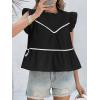 imageCicy Bell Womens Ruffle Babydoll Tank Tops Summer Cotton Peplum Mock Neck Blouses Trendy Casual Pleated Bow ShirtsBlack