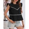 imageCicy Bell Womens Ruffle Babydoll Tank Tops Summer Cotton Peplum Mock Neck Blouses Trendy Casual Pleated Bow ShirtsBlack