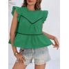 imageCicy Bell Womens Ruffle Babydoll Tank Tops Summer Cotton Peplum Mock Neck Blouses Trendy Casual Pleated Bow ShirtsGreen