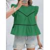 imageCicy Bell Womens Ruffle Babydoll Tank Tops Summer Cotton Peplum Mock Neck Blouses Trendy Casual Pleated Bow ShirtsGreen