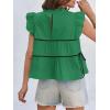 imageCicy Bell Womens Ruffle Babydoll Tank Tops Summer Cotton Peplum Mock Neck Blouses Trendy Casual Pleated Bow ShirtsGreen