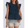 imageCicy Bell Womens Ruffle Babydoll Tank Tops Summer Cotton Peplum Mock Neck Blouses Trendy Casual Pleated Bow ShirtsNavy