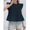 imageCicy Bell Womens Ruffle Babydoll Tank Tops Summer Cotton Peplum Mock Neck Blouses Trendy Casual Pleated Bow ShirtsNavy