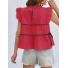 imageCicy Bell Womens Ruffle Babydoll Tank Tops Summer Cotton Peplum Mock Neck Blouses Trendy Casual Pleated Bow ShirtsRed
