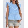 imageCicy Bell Womens Ruffle Babydoll Tank Tops Summer Cotton Peplum Mock Neck Blouses Trendy Casual Pleated Bow ShirtsSky Blue
