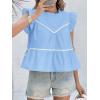 imageCicy Bell Womens Ruffle Babydoll Tank Tops Summer Cotton Peplum Mock Neck Blouses Trendy Casual Pleated Bow ShirtsSky Blue