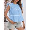 imageCicy Bell Womens Ruffle Babydoll Tank Tops Summer Cotton Peplum Mock Neck Blouses Trendy Casual Pleated Bow ShirtsSky Blue
