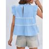 imageCicy Bell Womens Ruffle Babydoll Tank Tops Summer Cotton Peplum Mock Neck Blouses Trendy Casual Pleated Bow ShirtsSky Blue