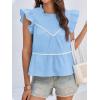 imageCicy Bell Womens Ruffle Babydoll Tank Tops Summer Cotton Peplum Mock Neck Blouses Trendy Casual Pleated Bow ShirtsSky Blue
