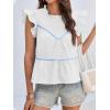 imageCicy Bell Womens Ruffle Babydoll Tank Tops Summer Cotton Peplum Mock Neck Blouses Trendy Casual Pleated Bow ShirtsWhite