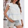imageCicy Bell Womens Ruffle Babydoll Tank Tops Summer Cotton Peplum Mock Neck Blouses Trendy Casual Pleated Bow ShirtsWhite