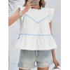 imageCicy Bell Womens Ruffle Babydoll Tank Tops Summer Cotton Peplum Mock Neck Blouses Trendy Casual Pleated Bow ShirtsWhite