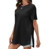 imageCicy Bell Womens Short Sleeve Tunic Tops Summer Crew Neck Side Split T Shirts Casual Loose Fit Basic Tees ShirtsBlack