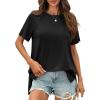 imageCicy Bell Womens Short Sleeve Tunic Tops Summer Crew Neck Side Split T Shirts Casual Loose Fit Basic Tees ShirtsBlack