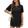imageCicy Bell Womens Short Sleeve Tunic Tops Summer Crew Neck Side Split T Shirts Casual Loose Fit Basic Tees ShirtsBlack