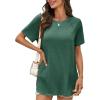 imageCicy Bell Womens Short Sleeve Tunic Tops Summer Crew Neck Side Split T Shirts Casual Loose Fit Basic Tees ShirtsDark Green