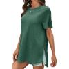 imageCicy Bell Womens Short Sleeve Tunic Tops Summer Crew Neck Side Split T Shirts Casual Loose Fit Basic Tees ShirtsDark Green