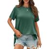 imageCicy Bell Womens Short Sleeve Tunic Tops Summer Crew Neck Side Split T Shirts Casual Loose Fit Basic Tees ShirtsDark Green