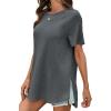 imageCicy Bell Womens Short Sleeve Tunic Tops Summer Crew Neck Side Split T Shirts Casual Loose Fit Basic Tees ShirtsDark Grey