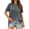 imageCicy Bell Womens Short Sleeve Tunic Tops Summer Crew Neck Side Split T Shirts Casual Loose Fit Basic Tees ShirtsDark Grey